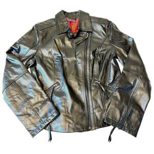 TWIGGY London Jacket Women's Moto Biker Black Genuine Leather Women's Medium